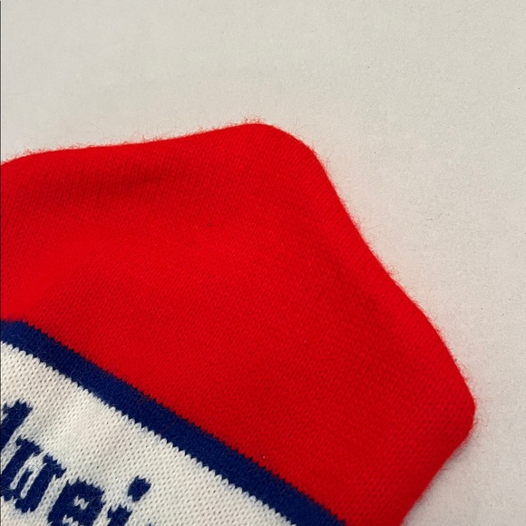 VINTAGE 80’s BUDWEISER KNIT BEANIE RED, WHITE & BLUE - Picture 5 of 7
